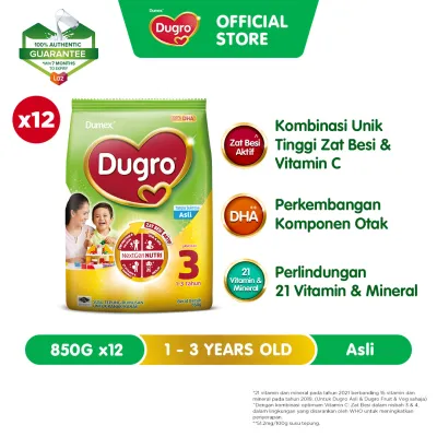 Dumex Dugro Step 3 Original/Asli Growing Up Milk Formula 1 - 3 years 850g x 12 (Susu Milk Powder 奶粉)