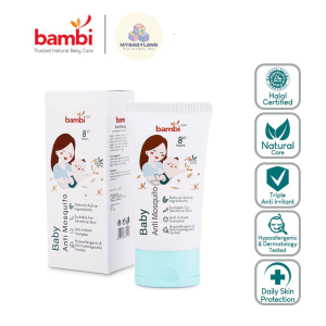 Bambi Baby Skin Protectant With Essential Oil | Bambi Lotion Anti Nyamuk | Bambi Lotion Anti Mosquito | Lotion Pelindung Dari Gigitan Nyamuk Dan Seranggan Bayi Kulit Normal - Sensitif | 50ml
