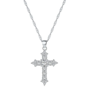 Simple Faith Inspired Crossed Pendant Chain Modern Alloy Neckchain Comfortable Layering Necklace for Everyday Occasion