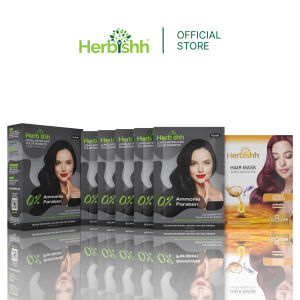 Herbishh Magic Hair Dye Shampoo Black | 30ml x 5 Sachets | 3 in 1 Grey Coverage Ammonia Free