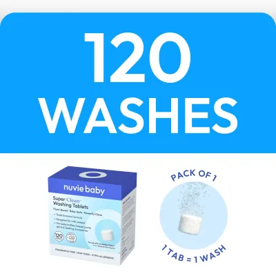 nuviebaby Super Clean Bottle Washer Detergent Tablets (120pcs) Compatible with nuviebaby Clean Momcozy KleanPal Pro Baby Brezza