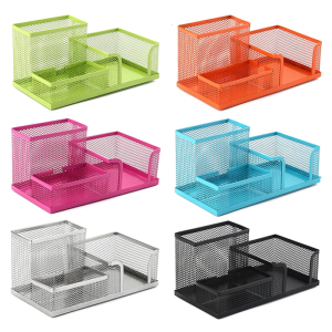 Pen Holders 3 Compartments Pencil Holders Pencil Storage Box Office Shelf with Note Holders School Supplies for Students