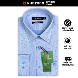 Sơ Mi Họa Tiết Tay Dài Màu Xanh Dương - Navy Form Tailor Fit Chống Nhăn Lai Bầu - Áo Nam Khatoco