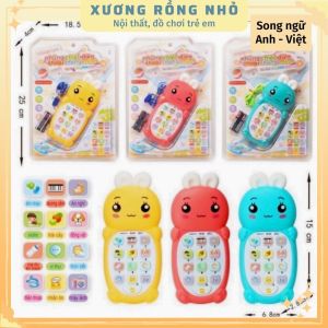 Đồ chơi điện thoại thông minh song ngữ Anh-Việt Điện thoại đồ chơi Tiếng việt cho bé tặng kèm 2 pin và dây đeo cổ