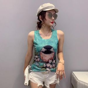 REHIN Unique pattern gold stamping stripe print Sleeveless T-shirt S-3XL slim fit version blouse for women undershirt 2022 summer new tank tops