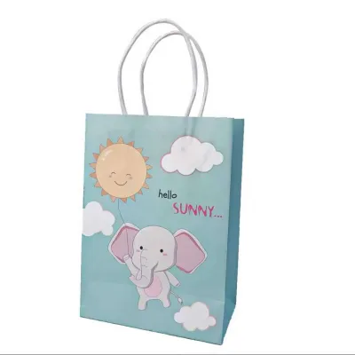 SG EmmAmy® 10pcs Cartoon Cute Candy Gift Bags Gift Birthday Party Gift Paper Tote Bag Various Color Design for Kindergarten