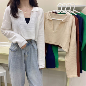 Grace_chili 5951 เสื้อ เสื้อครอปสั้น แขนยาว คอวีแหวกลึก ใส่คลุมสายเดี่ยวก็สวย ใส่เดี่ยวก็สุดเซ็กซี่