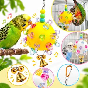 TANTUANG Detachable Parrot Chewing Toy Bell Bite Resistant Bird Chew Ball 360 Degree Rotating Parrot Activity Ball atiel