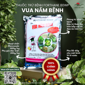 Thuốc trừ bệnh VUA NẤM BỆNH FORTHANE 80WP (gói 1KG) - Mancozeb BỘT XANH Trị nứt thân xì mủ dưa hấu thán thư trên xoài