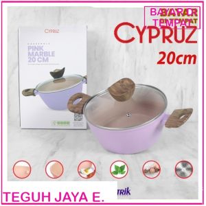 Cypruz Colorful Marble Casserole Pan 20-24cm Panci Anti Lengket+Tutup