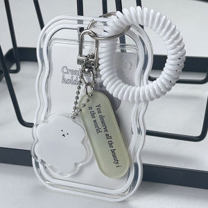 Transparent Photocard Holder Creative Design Kpop Photocard Holder Transparent Card with Keychain Photo Sleeves Bus Card Student Card Case