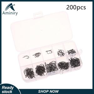 Aminiry[Love sports] 100-500PCS Fishing Hooks Set High Carbon Steel Sharp Durable Barbed Fishhook Rock Fishing Equipment Gear Tackle Accessories