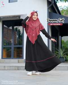 GAMIS DANEEN DRESS: Baju Gamis Set Hijab Material Mango Stretch