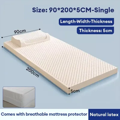 Bluewhite Latex Mattress Kutson Thai Natural Foam Bed Mattress Soft Sleeping Mat Single Double Queen Size Floor Cushion for Bedroom