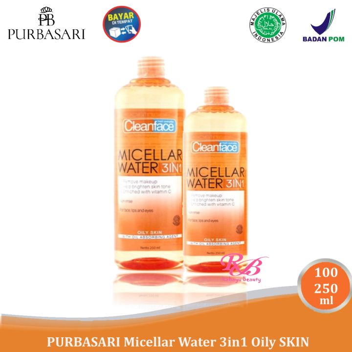 PURBASARI Clean Face Micellar Water 3 In 1 For Oily Skin - 100ml ( Micelar Water Wajah Berminyak )