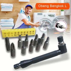 OJIO Set Obeng Kunci L 10 in 1 Siku Sudut L-shaped 10in1 Angle Head Screwdriver - Obeng Set Plus Minus Bintang L Mata Obeng Set