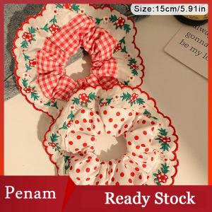[PAM] Beautiful Embroidered Large Scrunchies Elastic Hair Bands Hair Ties Women Sweet Hair Accessories Ponytail Holder Head Rope