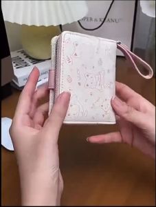 กระเป๋าสตางค์ผู้หญิงสไตล์ญี่ปุ่นแบบสั้นลายน่ารักสำหรับนักเรียนกระเป๋าเหรียญและบัตร