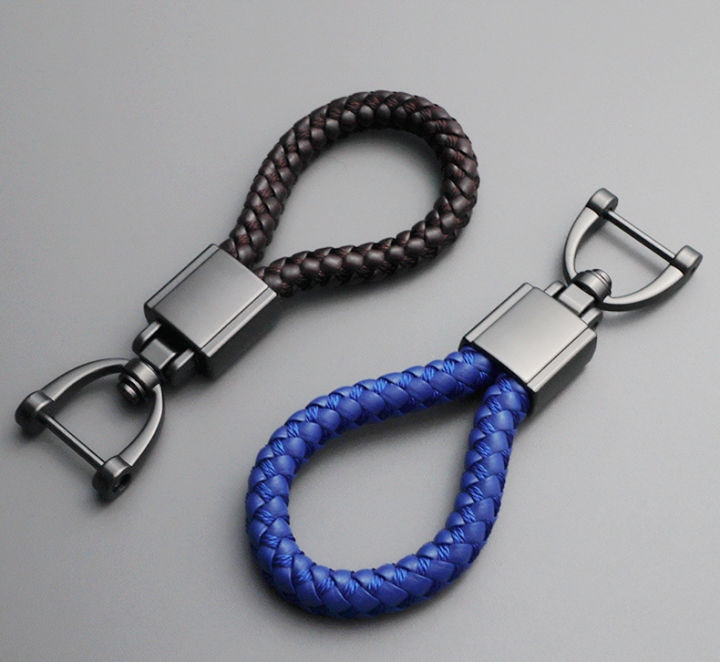 Sourcing Map Braided Leather Keychain - Woven PU Strap With 360° Rotating Ring For Keys, Bag, Wallet