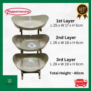 3 Layer Tray Fruit  Condiments Multipurpose Multi Functional Space Saver Organizer kitchen Rack Estetik Mocha Cream