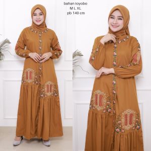 Fashion Promo Pakaian muslimah Bestseller terlaris gamis dress bordir pintu aceh busui gamis dress bordir busui katun toyobo cantik terpopuler gamis jumbo busui bordir cod