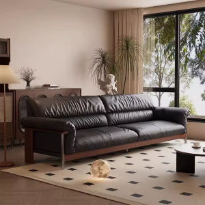 [PRE-ORDER] Modern Luxury Genuine Leather Sofa for Home Hotel Flat Villas for Lounge Futon Couch in Living Room Furniture Set