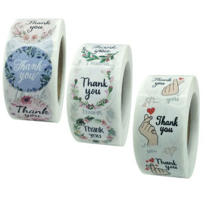 [Eqrbtl] Flower Thank You Stickers Labels Gift Packaging Stickers Birthday Party Wedding