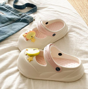 [Free Shipping] Star Apple Versatile And Fashionable Two-Way Slip-On Sandals For Women Summer Beach Non-Slip Detachable Clogs High-Top
