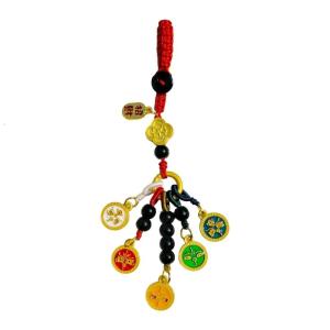 Practical Five Riches God Keychain Pendant Good Luck Charm Alloy Texture for Those Seeking Fortune and Wellbeing