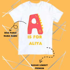 KAOS ANAK LAKI-LAKI/PEREMPUAN CUSTOM ALFABET UNTUK ANAK USIA 1-12THN