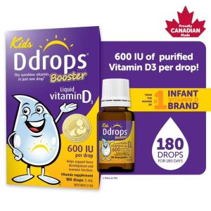 Kids Ddrops Booster Vitamin D3 - Bổ Sung 600IU Vitamin D3 Thuần Cho Trẻ Từ 1 Tuổi Lọ 180 Giọt