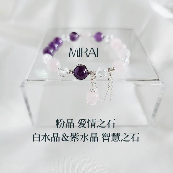 健康智慧桃花【MIRAI未来】925 Silver Natural Crystal Amethyst Pink Crystal Popped ...