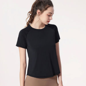 Workout Yoga Tops Womens Round Neck Breathable Gym Short Sleeve Running Mesh Sports T-shirt