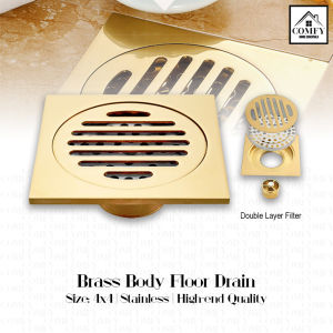 4x4 High End Quality Antique Brass Copper Bronze Floor Drain Bathroom Shower Anti-Odor/Clogging/Rust