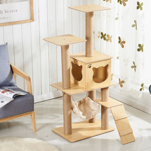 Tall Floor-to-Ceiling Cat Tower – Large Adjustable Cat Scratching Post with Condos & Perches