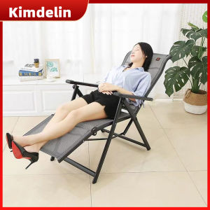 KIMDELIN Folding Lounge Chair Textilene 6 Grades Outdoor Deck Chair Office Lazy Nap Lunch Chair camp chair w/Armrest For Garden