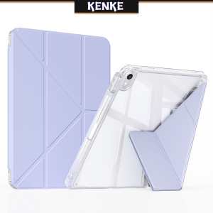 KENKE ipad Case Transparent case With Right pencil slot for ipad pro 11 inch 2nd 3rd 4th gen （2020/2021/2022）ipad air 4th gen air 5th gen ipad 10 gen mini 6 ipad 9th 8th 7th gen ipad pro 12 9 inch case Y folding cover Acrylic hard shell tablet bag