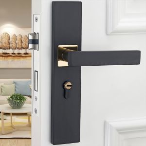Black Silent Door Lock Stainless steel heavy-duty Bedroom bathroom Door Lock Set With Anti-theft Lock Core Silent Doorlock Door knob Hardware Lock