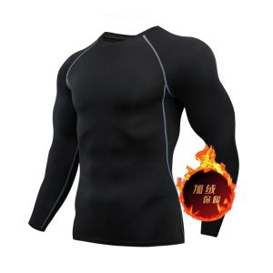 AE Fleece-lined sports suit seamless training running tight-fitting fitness wear high-elastic thermal underwear for men
