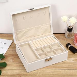 กล่องใส่เครื่องประดับหนัง ถาด2ชั้น มีตัวล็อค กล่องเก็บเครื่องประดับ กล่องPUใส่เครื่องประดับกล่องใส่ต่างหู