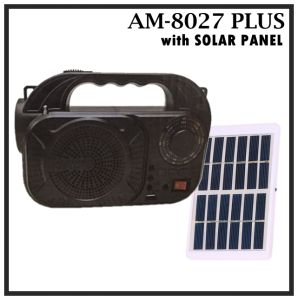 AM-8027 Plus Rechargeable 8 Band Radio Speaker with Flashlight Antenna FM/AM/SW 1-6 USB/TF/MP3 Player and Solar Panel