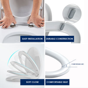 JOMOO Toilet Seat Cover V shape Universal Silent Slow-Close Thickened Durable Quick-Release Hinges with Grip-Tight Bumpers Toilet Seat Lid