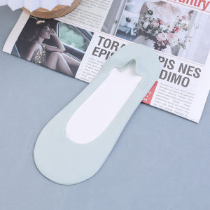 Women Silicone Non-slip Boat Sock Summer Invisible Ultra-Thin Breathable Sock Slippers Solid Color Ice Silk Ankle Socks