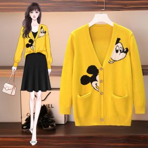 AN-6229 Korean Knitted Cardigans for Women Long Sleeve Sweater Jacket Winter High Quality
