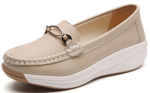 JESSICASTORE Chic Faux Leather Mule Loafers with Platform Wedge Heel for Women #6085