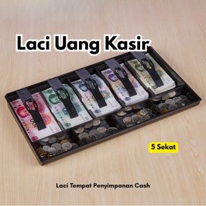 Laci Uang Kasir Money Cash Tray Drawer Laci Tempat Penyimpanan Cash BR138 5 Sekat