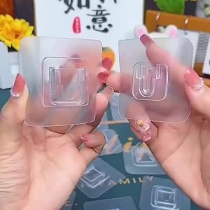 Ốc treo tường dính hai mặt móc treo hút chân không trong suốt mạnh mẽ móc hút cho nhà bếp phòng tắm giá đỡ ổ cắm