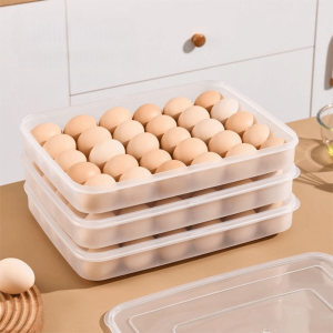 OKDEALS01 Plastic Egg Storage Box 30 Grids Large Capacity Egg Tray Refrigerator Storage Box Space Saving Egg Freshness Box for Kitchen