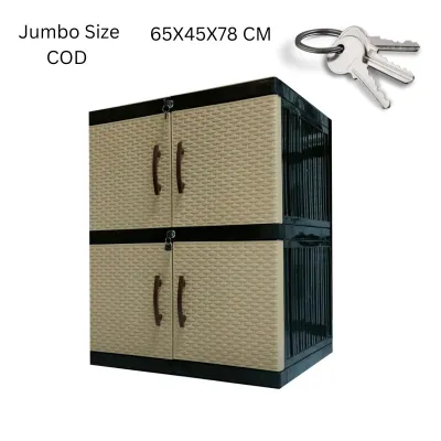 Lemari Plastik Jumbo Size Susun 2 {65z45x73 CM ) Kunci Rak Buku Teampat Organizer Furniture
