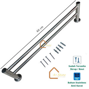 Jemuran handuk dinding stainless - hanger stainless murah 60 cm - Jemuran kamar mandi - BEST SELLER